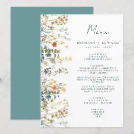 Elegant Wildblomma Bröllop Menu Meny