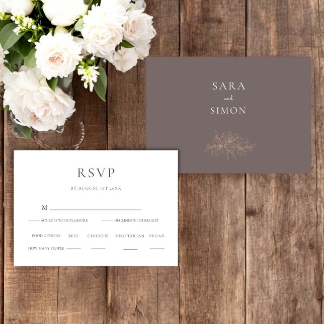 Elegant Wildblomma Bröllop OSA Kort (wedding rsvp in stunning earty sones with a peach floral , modern and unique wedding rsvp)