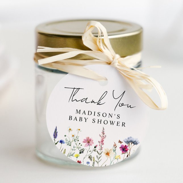 Elegant Wildblomma Cream Baby Shower Tack Gåvor Etiketter (Skapare uppladdad)