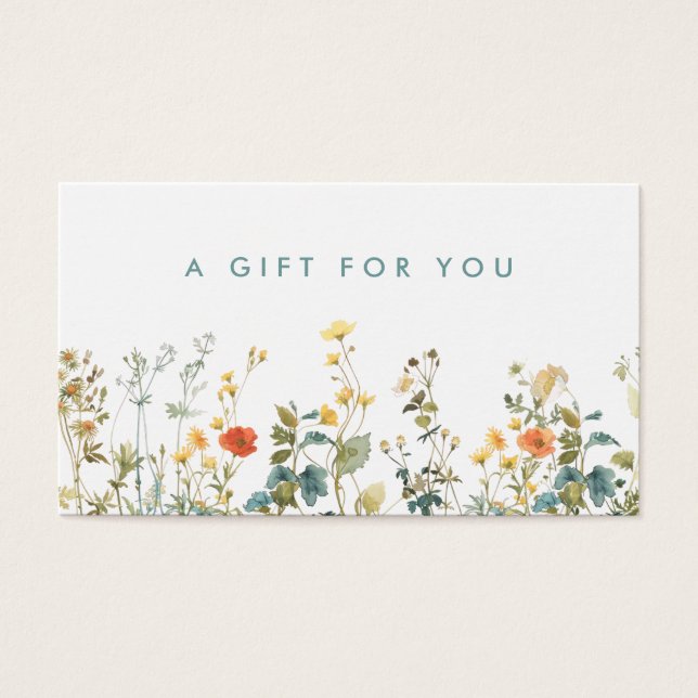 Elegant Wildblomma Fält Gift Card Visitkort (Framsidan)