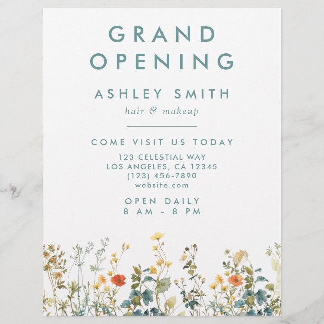 Elegant Wildblomma Fält Reklamblad (Framsidan)