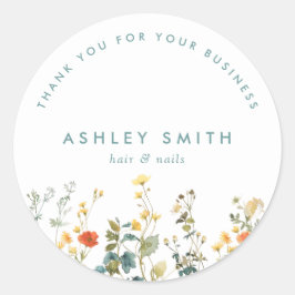 Elegant Wildblomma Fält Runt Klistermärke