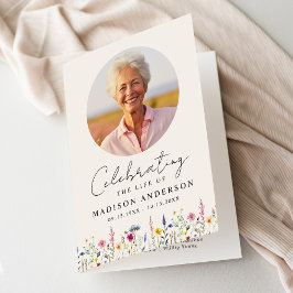 Elegant Wildblomma Firande of Life Funeral Program