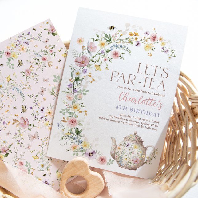 Elegant Wildblomma Garden Tea Party Girl Birthday Inbjudningar (Skapare uppladdad)