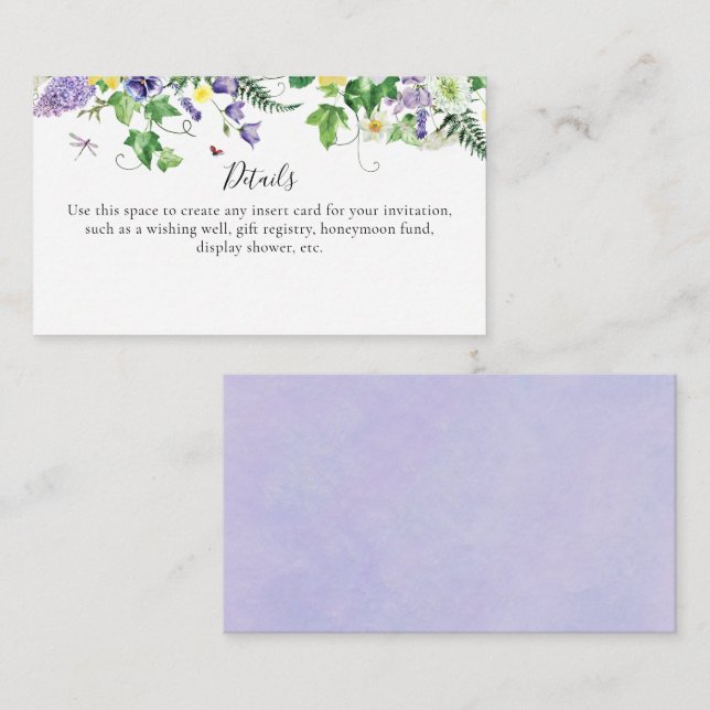 Elegant Wildblomma Möhippa Tilläggskort (Fram/baksida)