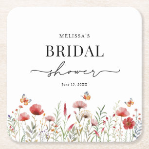 Elegant Wildblomma Möhippa Underlägg Papper Kvadrat