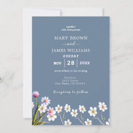 Elegant Wildblomma Periwinkle-bröllopsinbjudan Inbjudningar