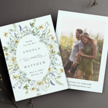 Elegant Wildblomma Ram Bröllop Photo Mint