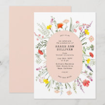 Elegant Wildblomma Ram Studenten Inbjudan