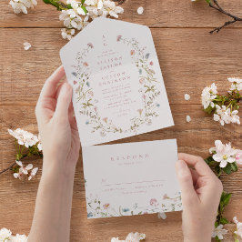 Elegant Wildblomma Rustic Boho Bröllop monogram