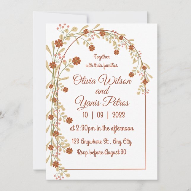 Elegant Wildblomma Rustic Boho Möhippa Inbjudningar (Framsida)