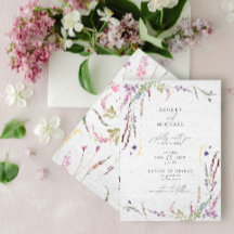 Elegant Wildblomma Watercolor Modern Bröllop
