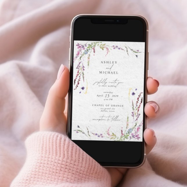 Elegant Wildblomma Watercolor Modern Bröllop Inbjudningar (Skapare uppladdad)