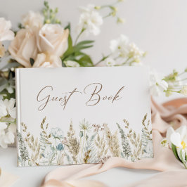 Elegant Wildblomma Watercolor Rustic Bröllop Gästböcker