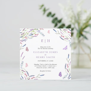 Elegant Wildblomma Watercolor WandeVow Renewal Inbjudningar