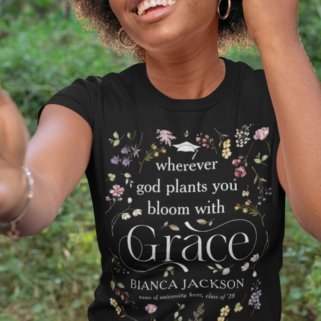 Elegant Wildblomman "Bloom with Grace" Student T Shirt (Skapare uppladdad)