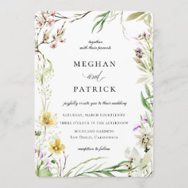 Elegant Wildblomman Botanical Ram Bröllop Inbjudningar