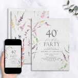 Elegant Wildblommans vattenfärgsfärg Blommigt 40:e Inbjudningar<br><div class="desc">Välkomna dina vänner och din familj till din 40-årsdag firande med denna vackra Elegant Wildblomma Watercolor-Blommigt 40:e födelsedagsinbjudan! Denna fantastiska inbjudan är en klassisk, tidlös design med moderna beröringspunkter. Fintvätt av vildblommor med vattenfärg når fram till inbjudan och skrivs ut över en faux bra art pappra struktur för mer information....</div>
