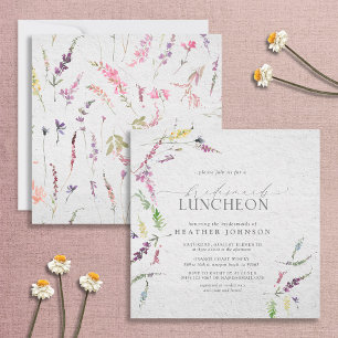 Elegant Wildblommans vattenfärgsfärgMöhippa Lunche Inbjudningar