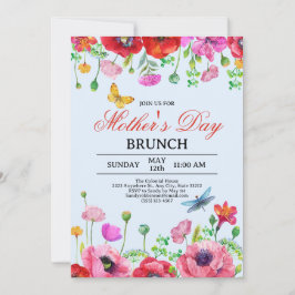 Elegant WildblommBlue Chic Mors dag Brunch Inbjudningar