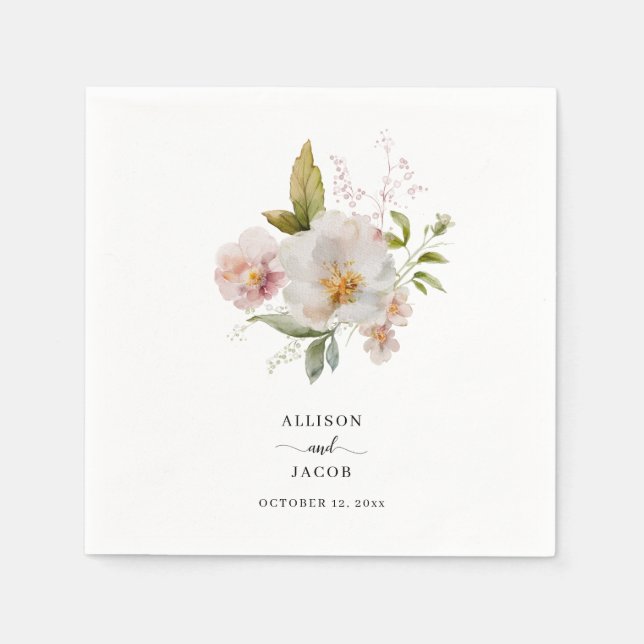 Elegant WildblommBoho Bröllop Pappersservett (Framsidan)