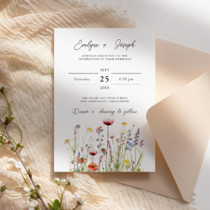 Elegant WildblommBoho Chic Blommigt Garden Wedding Inbjudningar