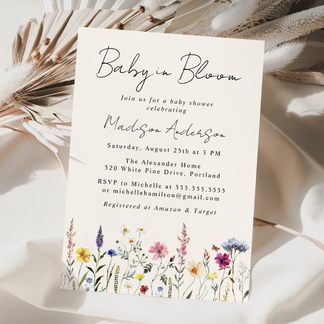 Elegant WildblommCream Baby i Bloom Baby Shower Inbjudningar (Skapare uppladdad)