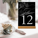 Elegant Wildblomme Black and White Bröllop Bordsnummer<br><div class="desc">De här vackra bordsnumren har en enastående svart och vit design, med vildens blomsteraccenter och ett skript för elegant. Perfekt för en vildblomma i bröllop eller en gotisk inspirerad dekoration. De kommer säkert att lägga till perfekten till din speciella dag. Den moderna designen är avaktiverad av ett skript med elegant...</div>