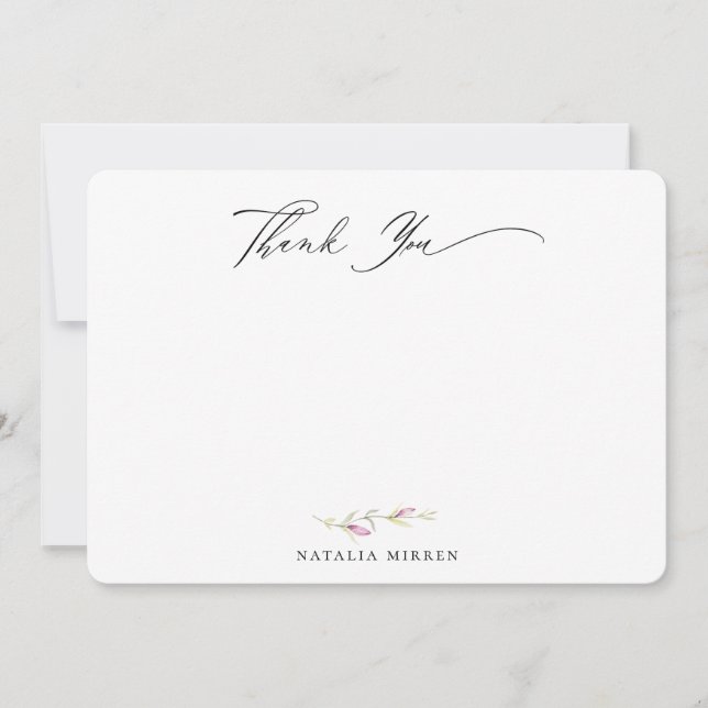 Elegant Wildblomme Botanical Blommigt Tack Anteckningskort (Framsida)