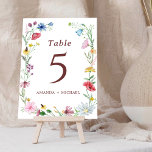 Elegant Wildblomme Bröllop Bordsnummer<br><div class="desc">Bordsnumret Watercolor Elegant Wildblomma Bröllop. Matchande objekt är tillgängliga.</div>