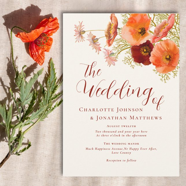 Elegant Wildblomme Fall Wedding Inbjudningar (Boho wildflower wedding invitation )