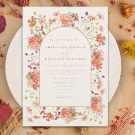 Elegant Wildblomme Fall Wedding Inbjudningar
