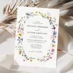 Elegant Wildblomme Meadow Bröllop Inbjudningar<br><div class="desc">Elegantens bröllopsinbjudningar för blommigt som innehåller uppgifter om bröllop omgivna av en ovala ram av vildblommor och löv i nyanser om rosa,  gult,  lila,  blått och grönt. Inbjudan går tillbaka till visningen med en färgstark bukett av vilda blommor och grönska. De roliga bröllopsinbjudningarna är perfekt för vår och sommar-bröllop.</div>