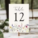 Elegant Wildblomme Meadow Cream Bröllop Bordsnummer<br><div class="desc">Elegant blommigt bröllop bordsnummer kort med vattenfärgade vilda blommor och löv i skuggor av rosa, gult, lila, blått och grönt som gränsar till grund av formgivningen på en gräddbakgrund. Utformningen upprepas på baksidan. De rustiska bläckfiskkorten bröllop bord är perfekt för vår och sommartid i bröllop. Så här beställer du bord-korten:...</div>