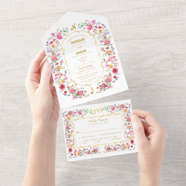 Elegant Wildblomme Meadow Vår Garden Wedding (Tearaway)