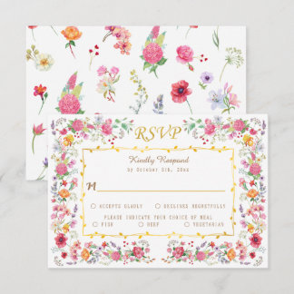 Elegant Wildblomme Meadow Vår Garden Wedding OSA Kort