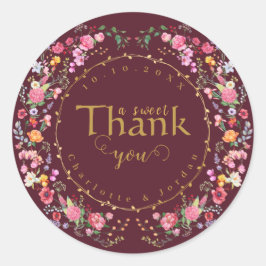 Elegant Wildblomme Meadow Vår Garden Wedding Runt Klistermärke