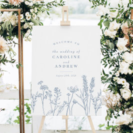 Elegant Wildblomme Periwinkle Bröllop Välkomstskyl Poster