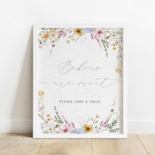 Elegant Wildblomme Spädbarn är Sweet Sign Poster