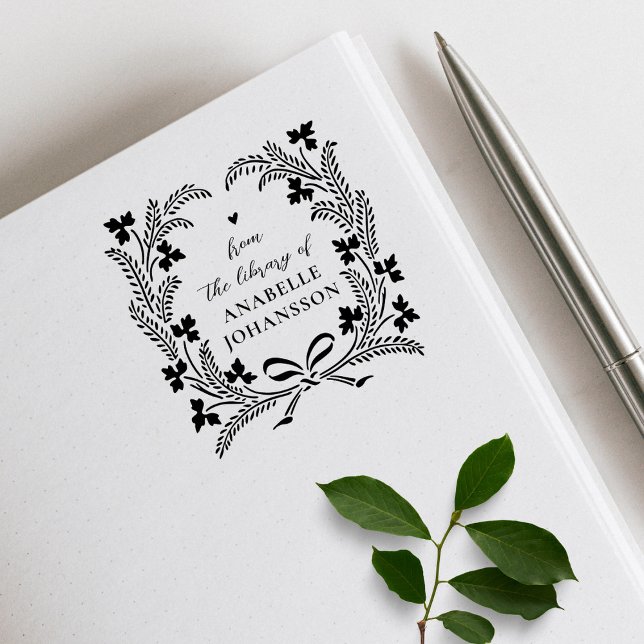Elegant Wildblommery från Bibliotek Bok Stämpel (Skapare uppladdad)