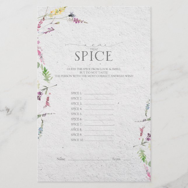 Elegant Wildblommes botaniska Möhippa-spel (Framsida)