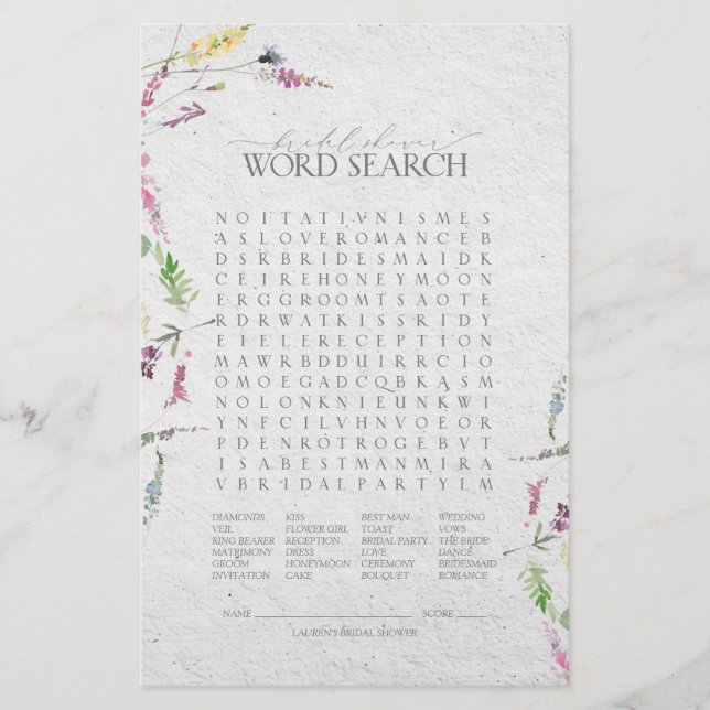 Elegant Wildblommes botaniska Möhippa-spel (Framsida)