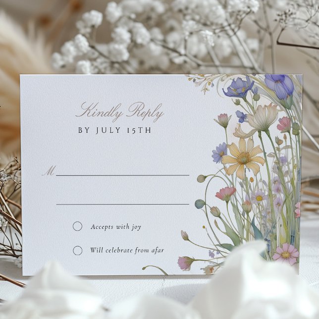 Elegant Wildblommes Bröllop OSA Card Pastel Inbjudningar (Skapare uppladdad)