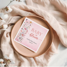Elegant Wildblommes Rosa Baby Shower Pappersservett