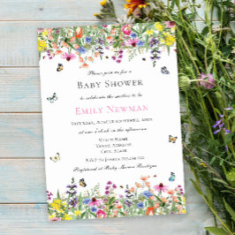 Elegant Wildblommes vattenfärgsbabyskor Inbjudningar