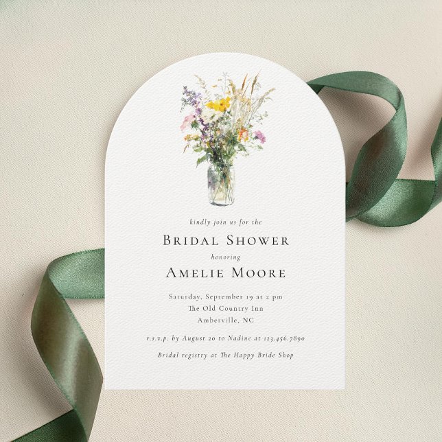 Elegant WildblommMason Burk Möhippa Inbjudningar (Skapare uppladdad)