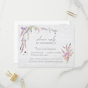 Elegant WildblomModern Bröllop Måltider OSA Inbjudan Vykort