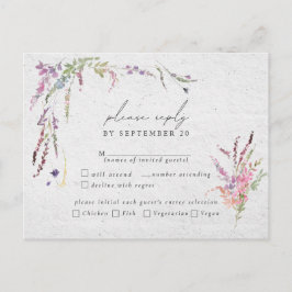 Elegant WildblomModern Bröllop Måltider OSA Inbjudan Vykort