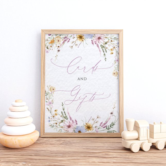 Elegant Wildblommor Baby Shower Cards and Gifts Poster (Skapare uppladdad)