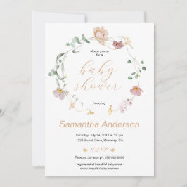 Elegant Wildblommor Baby Shower Script Inbjudningar